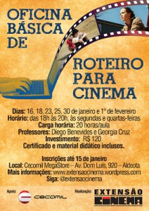 INSCRIÇÕES PARA OFICINA BÁSICA DE ROTEIRO PARA CINEMA SEGUEM ATÉ DOMINGO