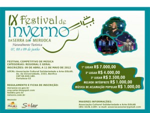 INSCRIÇÕES ABERTAS PARA O IX FESTIVAL DE INVERNO DA SERRA DA MERUOCA
