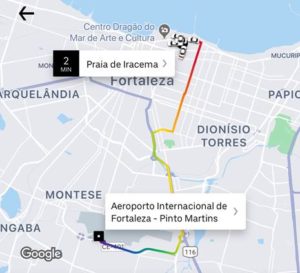 Uber exibe trajetos das viagens nas cores do arco-íris em homenagem à Parada Pela Diversidade do Ceará