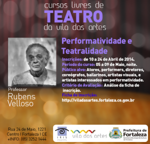 Curso Teatralidade e Performance com inscrições abre aertas
